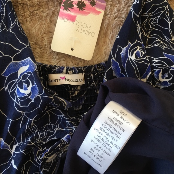 Blue Floral Summer Romper Small - Picture 4 of 7